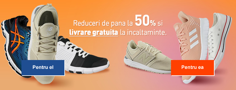 Descopera reducerile de pana la 50% la incaltaminte. Ai si Livrare Gratuita! Descopera reducerile de pana la 50% la incaltaminte. Ai si Livrare Gratuita!